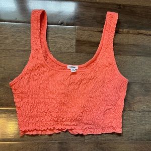 Coral Pink scrunch crop top